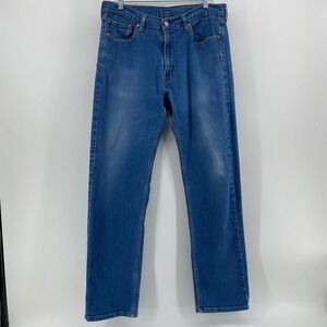Levis 505 Regular Fit Straight Leg Jeans Mens 36x34 Medium Wash Blue Denim